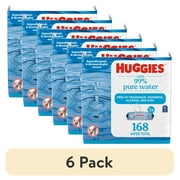 (6 pack) Huggies 99% Pure Water Unscented Wipes, 3 Flip-Top Packs, 168 Total Count (Select for More)
