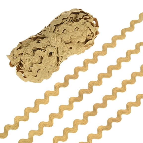 Rick Rack Trim, 25 Yard 10mm / 0.4 Inch Wave Bending Fringe Trimming Ribbon [Khaki]
