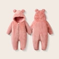 thumbnail image 4 of Bxsruta Baby Fleece Jumpsuit Hooded Romper Bear Ear Design One Piece Winter Outfit, 4 of 7