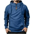 thumbnail image 5 of cocolona Mens Half Zip Hoodies Long Sleeve Drawstring Hooded Sweatshirts Quarter Zip Pullover Hoodie with Multi Pockets, 5 of 7