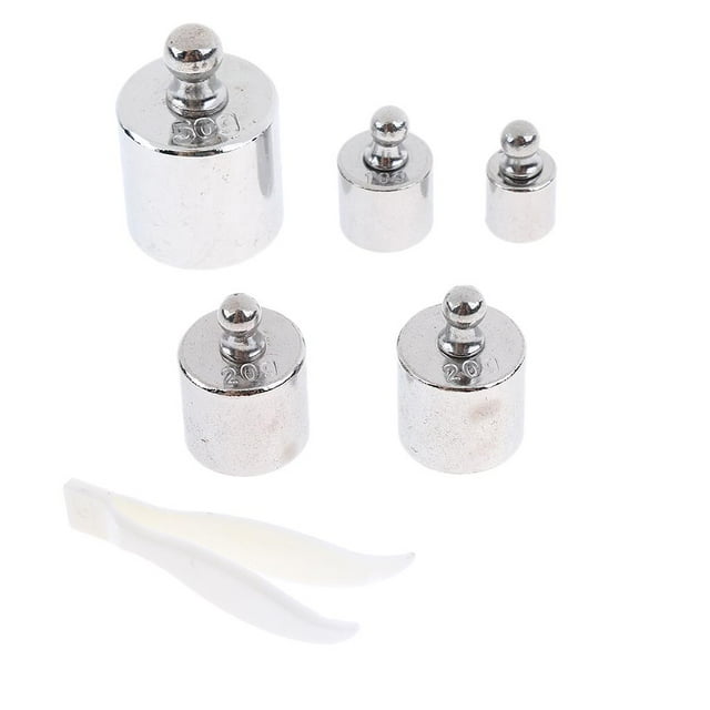 de Pesas de Calibración de 100g 50g 2x20g 10g 5g Caja de Báscula con Pinzas