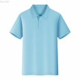 thumbnail image 5 of DuoJiaJ Womens Short Sleeve Top, Collared Button Down Solid Casual Work Tee Blue XXXL, 5 of 5