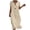 Beige, variant on Linen Cotton Dress For Women Short Sleeve Round Neck Button Front Casual Dress for Weekend Errands Travel Lunch City Walks Everyday Vacation Style Summer