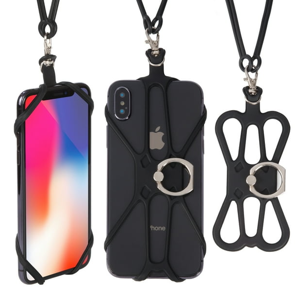 Detachable Cell Phone Neck Strap Lanyard Silicone Holder Case w