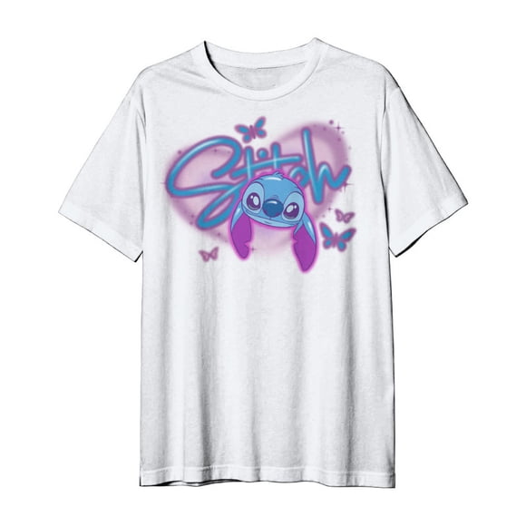 Playera Stitch para Mujer, Cuello Redondo Manga Corta Blanco Talla G