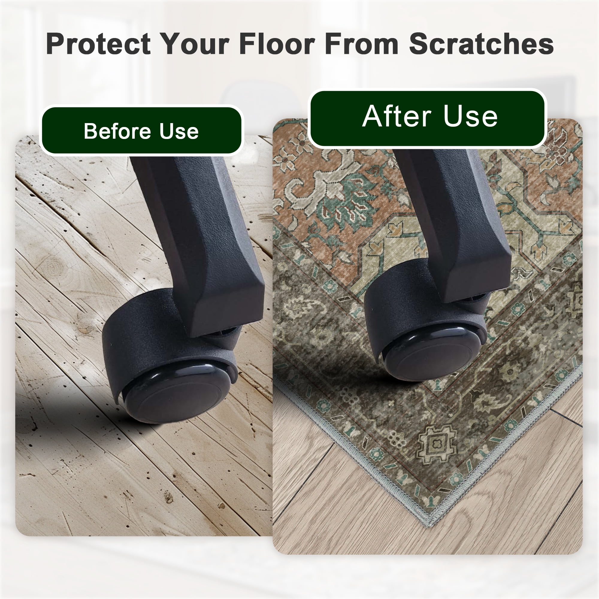 KUETH 36''X48'' Protective Flooring Office Chair Mat for Hardwood Floor and Tile Floor, Heavy Duty Desk Chair Mat for Carpets, Anti Slip Office Floor Mats for Rolling Chairs, Low Pile Under Desk Rug