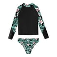 thumbnail image 3 of CHICTRY Girls Long Sleeve Printed Swimsuit Quickly Dry Swim Tops with Briefs Swimwear Bathing Suit Green&Black 14, 3 of 7