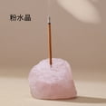thumbnail image 1 of Xiao Hua Quemador de incienso de piedra cruda de cristal rosa natural, 2 piezas, base de quemador de incienso de piedra expandida de cristal natural pulido para base de quemador de incienso de Buda., 1 of 5