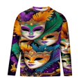 thumbnail image 5 of cllios Mardi Gras Shirts for Men Funny Mask Graphic Tees Carnival Themed Long Sleeve Basic Tshirts Lightweight Crewneck Holiday Party Tops, 5 of 5
