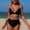 SwimwearA611-Black, variant on Womens High Waisted Bikini Two Piece Swimsuit Contrast Trim Triangle Top Ruched Bottom Tummy Control Bathing Suit Vacation Holiday Wear