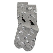 Hot Sox Womens Dalmatians Crew Socks, Womens Shoe Size 4-10.5, Grey Heather