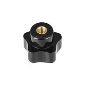 Uxcell M6 Female Thread 24mm Head Brass Insert Star Knobs Black 2 Pack