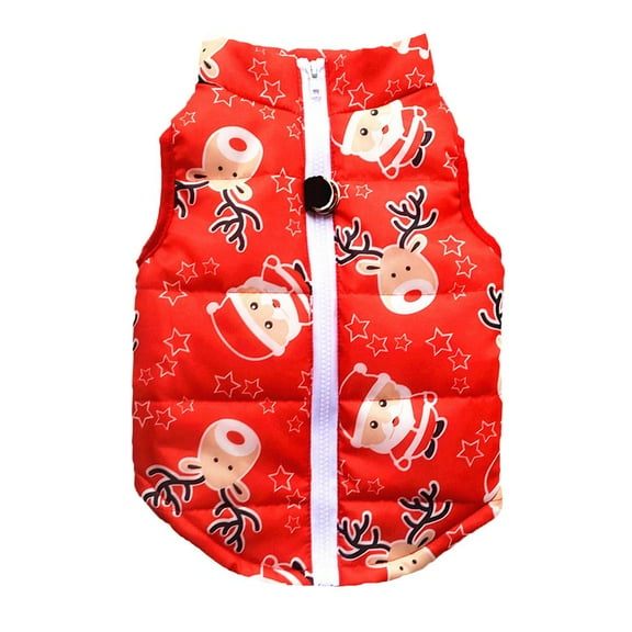 Christmas Dog Cotton Jacket Snowman Pet Coat with Harness Hook Xmas Elk Cats Hoodie Vest Santa Claus Puppy Costume for Cats Small Medium Dogs