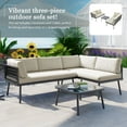 thumbnail image 5 of 3 Pieces Patio Furniture Set, All Weather Wicker Outdoor Patio Conversation Set PE Rattan L-Shaped Sofa Set with Cushions for Backyard, Poolside, Garden, Beige, 5 of 10