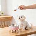 thumbnail image 4 of Elevated Pet Feeding Bowl, Cat Dog Food Water Dish With Wooden Leg Base, Cute Ice‑Cream Sprinkles Pattern Raised Food Dish For Neck Comfort Cats And Small Dogs, 4 of 8