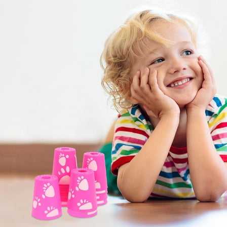 BESTYASH 12-Piece Sport Cup Stacking Game Set Rosy Plastic Cups for Outdoor Fun and Activities Adults