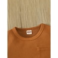 thumbnail image 6 of Chollius Infant Baby Girl Boy Waffle Knit Outfit Short Sleeve Round Neck Solid Color Ribbed Top Elastic Waist Shorts, 6 of 9