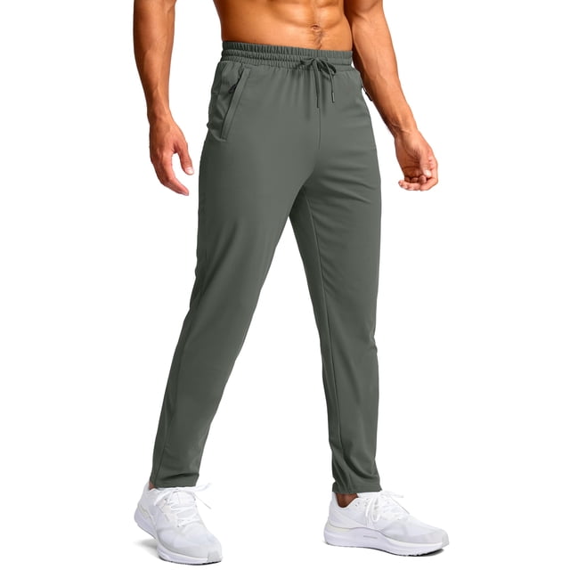 Pantalones deportivos Pudolla Tall para hombre, largos, con bolsillos con cremallera, color verde salvia