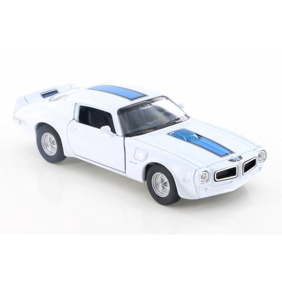 1972 Pontiac Firebird Trans AM, White w/ Blue - Welly 43735D - 4.5" Diecast Model Toy Car (Brand New but NO BOX)