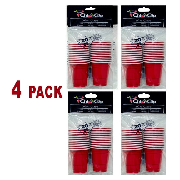 Chloe Cup; 4 Packs: 20ct 2oz Mini Cups - Red