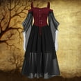 thumbnail image 6 of Women Dress Cold Shoulder Butterfly Sleeve Halloween Mesh Patchwork Bandage Large Hem Witch Dress for Cosplay, 6 of 7