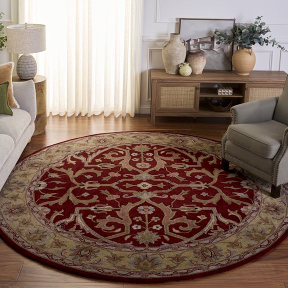 Safavieh Heritage Oslo Oriental Wool Area Rug, Red/Gold, 8' x 8' Round