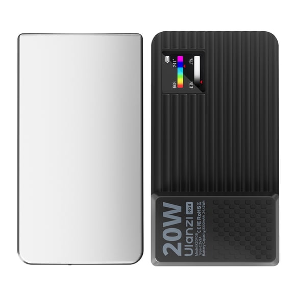 Ulanzi K20RGB 20W RGB Video Light – 3200Lux LED Fill Light 1800K–9000K Adjustable CCT with 3300mAh Battery, Diffuser & Cold Shoe Mount for Camera, Vlog & Photography