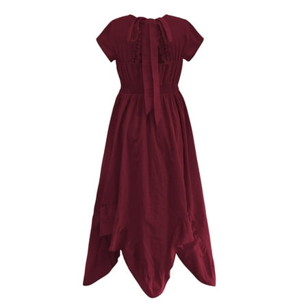 

Cathalem Dresses for Toddler Girls Irregular Party Little Girls Dresses 712Y Dresses Short Retro Solid Easter for Toddler Girls Dress Wine 7-8 Years