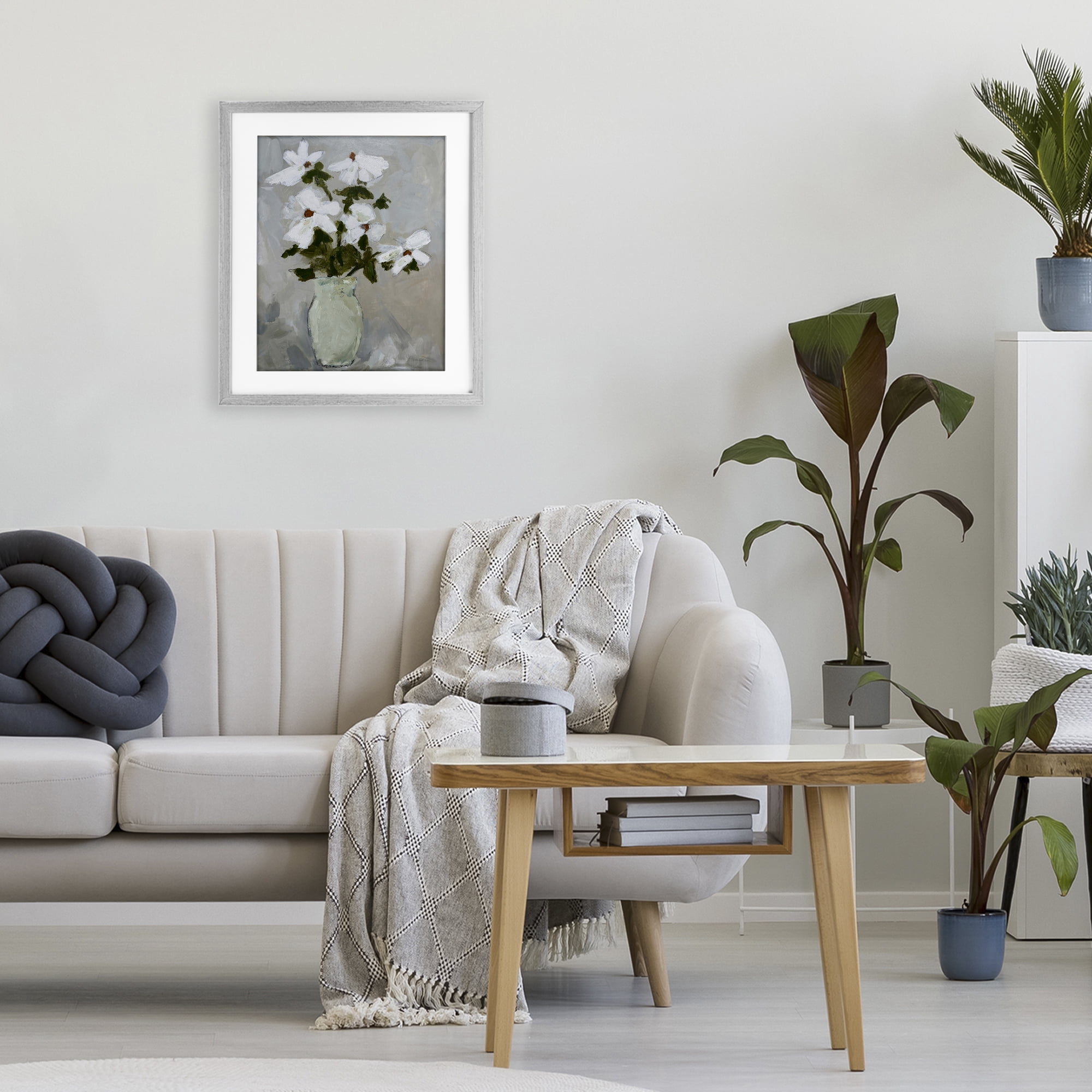 Stupell Industries Cosmos Flowers Serene Rustic Vase Gray Framed Print Under Glass, design by Chloe Elliot