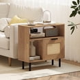 thumbnail image 2 of Costway Boho Rattan Nightstand Wooden End Table with Storage Shelf Cabinet & Metal Legs, 2 of 10