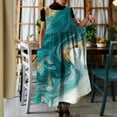 thumbnail image 1 of Uootdi Robes Tablier pour Femmes Col Rond Sans Manches Imprimé Floral Poche Robes Maxi Boho Légères Amples Robes Chasuble Cadeau, 1 of 7