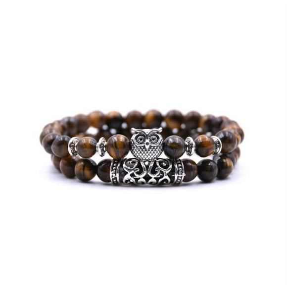 Wentin Bracelets Clearance! Natural Stone Owl Bracelet Natural Stone Owl Beaded Bracelet Volcano Rock Red Pin E Versatile Couple Bracelet
