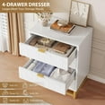 thumbnail image 5 of GAOMON Modern 4 Drawer Dresser, Wide Chest with Gold Metal Legs & Handles, Wood Storage Organizer for Bedroom, Living Room, Hallway, White, 5 of 6