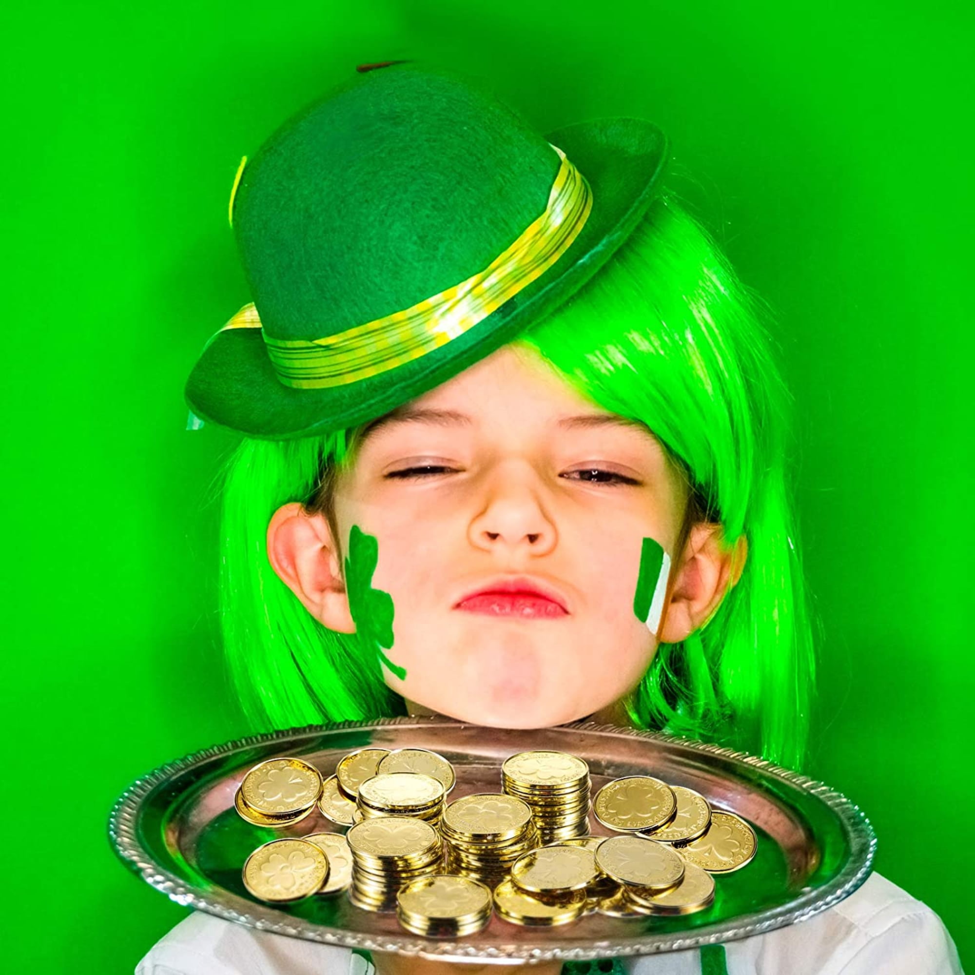 St. Patrick's Day Glücksmünzen – 120 Stück In Gold & Grün Mit Kleeblatt-Muster Für Partydeko
