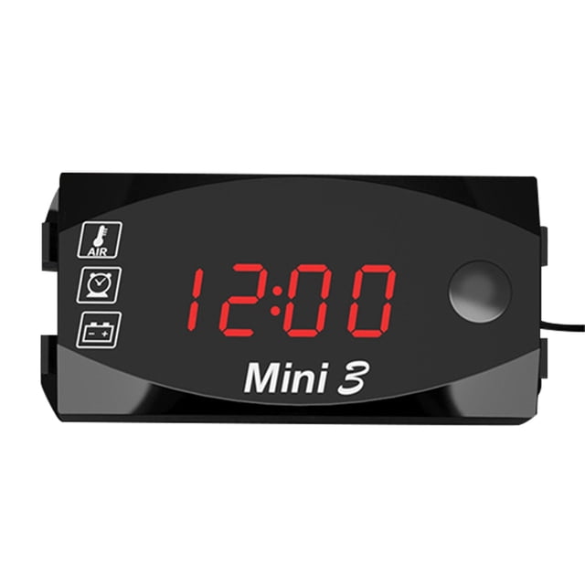 Tignapoo New Generation 3-in-1 LED Digital Clock, Thermometer & Voltmeter with IP67 Waterproof Rating for 6-30V Motorcycles, Cars, and Boats – High-Visibility Red Display, Easy Installation, Durable