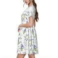 thumbnail image 2 of Naloa Lavender Flowers Print Womens Summer A-Line Dress with Pockets,Short Sleeve Dresses,Flowy Beach Swing Dress for Vacation Travel, 2 of 6