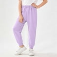 thumbnail image 4 of Girls Joggers Sweatpants Purple Elastic Waist Tapered Leg Casual Play Pants for Kids Kids to Teen Athletic Comfort,Size 3-4 T, 4 of 6