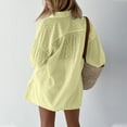 thumbnail image 5 of Edvintorg Two Piece Set for Women 2025 Streewear Women Summer Suit Fashion Solid Color Long Sleeve Shirt Short Trousers Casual Two-Piece Suit Yellow L, 5 of 6