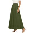 thumbnail image 2 of Women's Long Cotton and Linen Skirt with Elastic Waist, 2 of 8