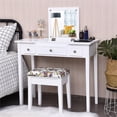 thumbnail image 2 of Pemberly Row MDF and Wood Vanity Dressing Table Set with 7 Compartments in White, 2 of 12