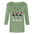 thumbnail image 5 of Hauts pour Femmes Décontractés T-Shirt à Imprimé de Noël Rouge Verre de Vin T-Shirt Graphique Manches 3/4 Col Ras du Cou Blouses Grande Taille pour Femmes, Vert, 2TG, 5 of 5