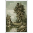 thumbnail image 2 of PixonSign Framed Wall Art Old Cottage Near Forest Tree Lake Floral/Botanical Nature Artwork Farmhouse Oil Paintings Modern Scenery Canvas Prints Contemporary for Rooms - 24"x36" White, 2 of 5