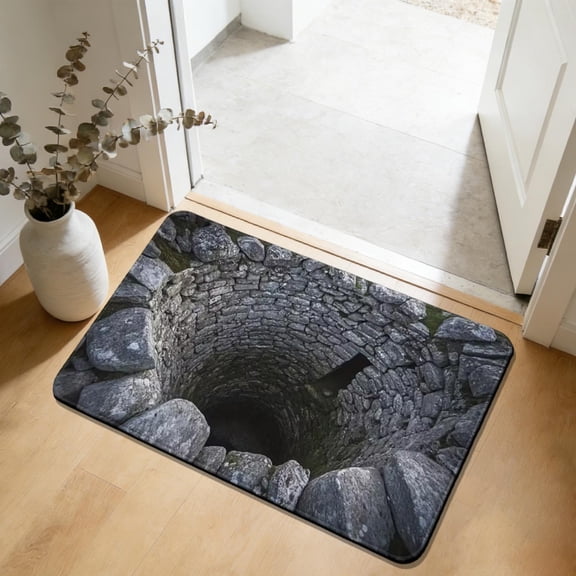 DAMAI 3D Optical Illusion Rug - Realistic Trap Visual Effect Carpet, Optical Illusion Rug Hole, 3D Carpets Optical Illusion Floor Rugs, for Bedroom, Living Room, Porch, Terrace, 15.7x23.6"