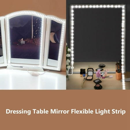 1.75 Round Adhesive Lights Hilitand 13ft/4M Lights Strip with Plug DIY 240 LEDs Makeup Dressing Table Mirror Lights Strip Brightness Adjustable Strong Adhesive Cuttable Light Strip for Decoration ()