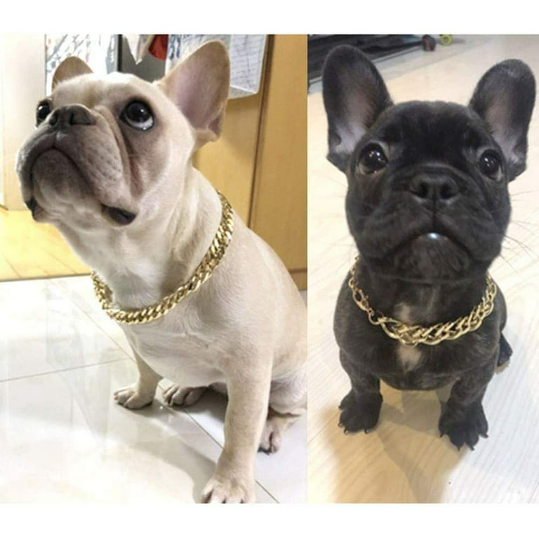 Gold Chain Dog Collar, 14mm Wide Cuban Link Dog Collar, Cute Fashion Necklace for Pit Bulldog Dogs, Light Metal Chain Jewelry, Puppy Accessories, Size