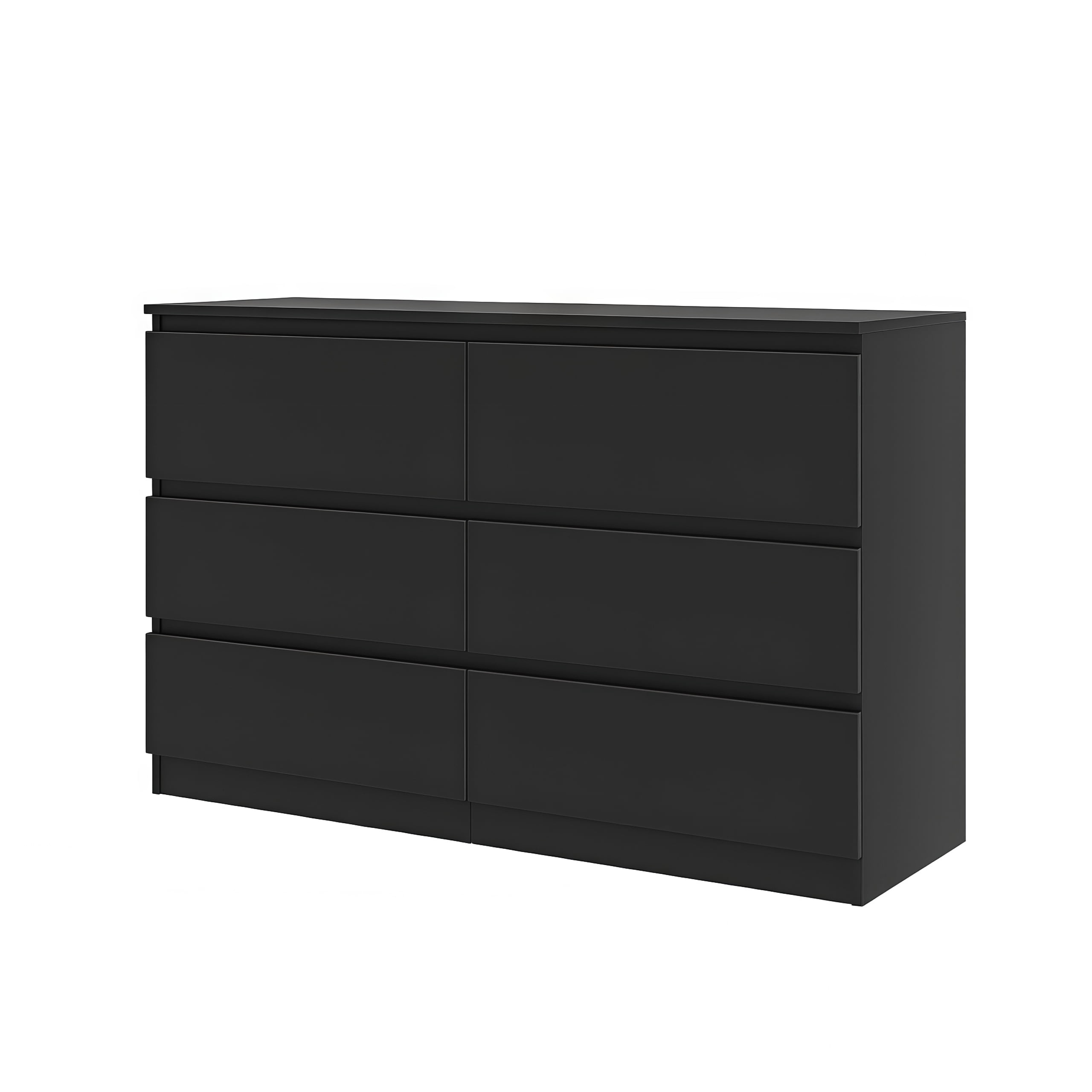 BaPiPro 6 Drawer Black Dresser, Modern Wood Dresser with Large Storage, Concealed Handles & Spacious Countertop for Bedroom, Living Room, Entryway, 15.7" D x 47.2" W x 30.9" H