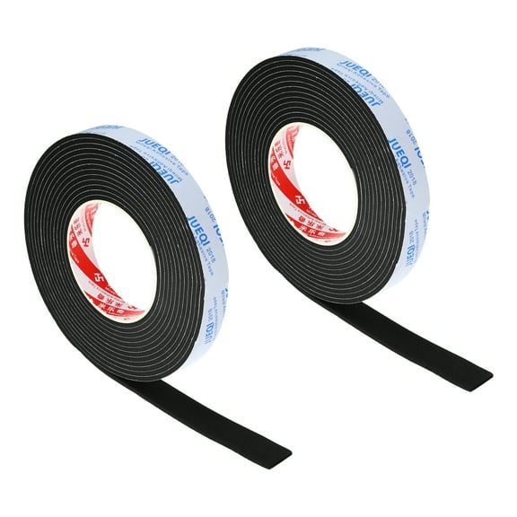 Uxcell 3/4"W x 1/8"T x 16.4Ft EVA Single Sided Foam Tape, Black 2Pcs