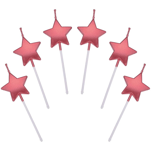 Velas de cumpleaños en forma de estrella, 6 piezas de decoración para tartas, velas de cumpleaños, velas metálicas para tartas para niños, cumpleaños, bodas