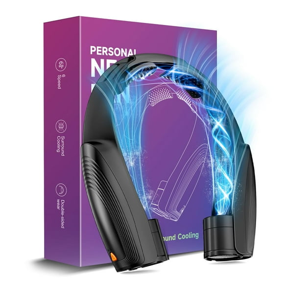 Ventilador de cuello Slientspin AI portátil con refrigeración de 360° y 6 velocidades, negro
