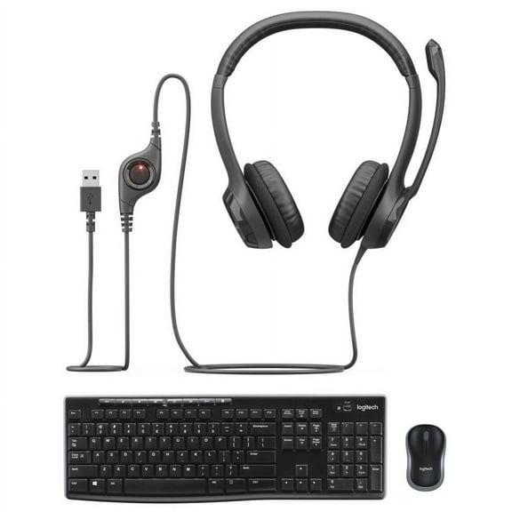 Logitech Keyboard, Mouse, and Headset Bundle